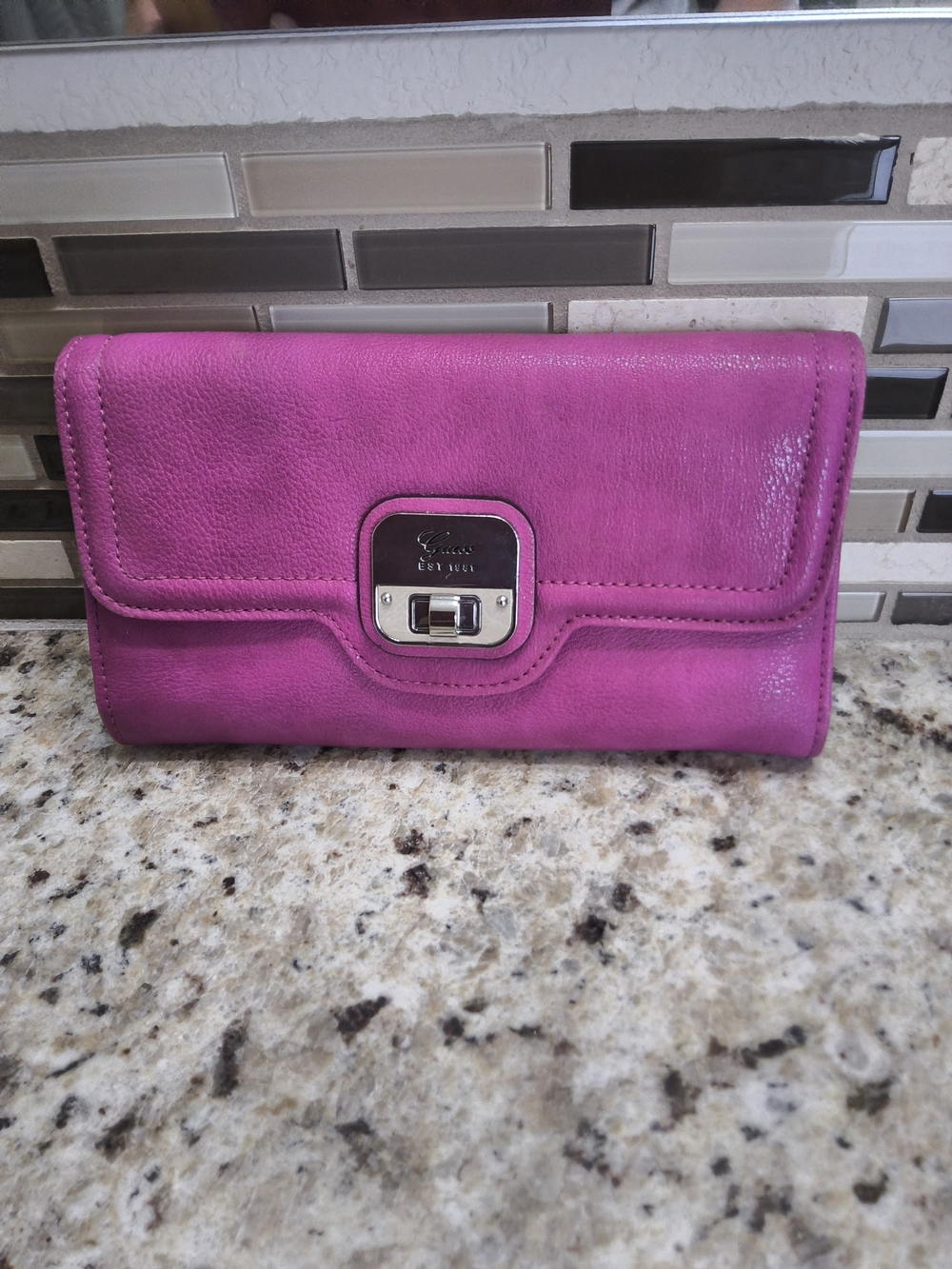 Guess Fushcia Leather Wallet